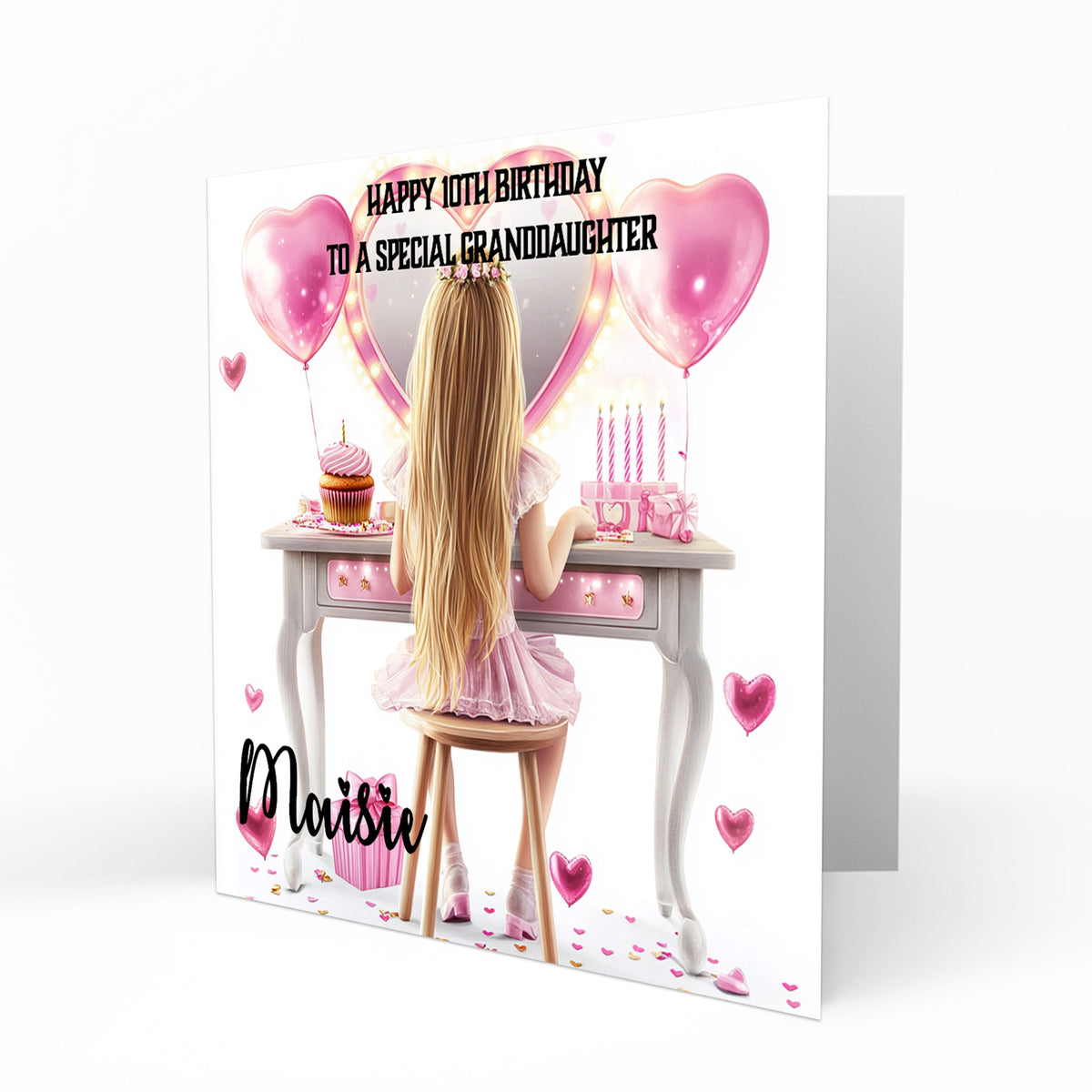 Personalised Birthday Card - Girl at a Dressing Table