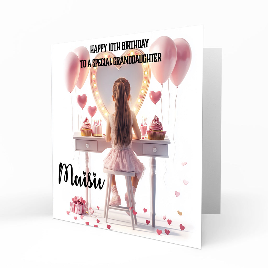 Personalised Birthday Card - Girl at a Dressing Table