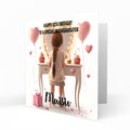 Personalised Birthday Card - Girl at a Dressing Table
