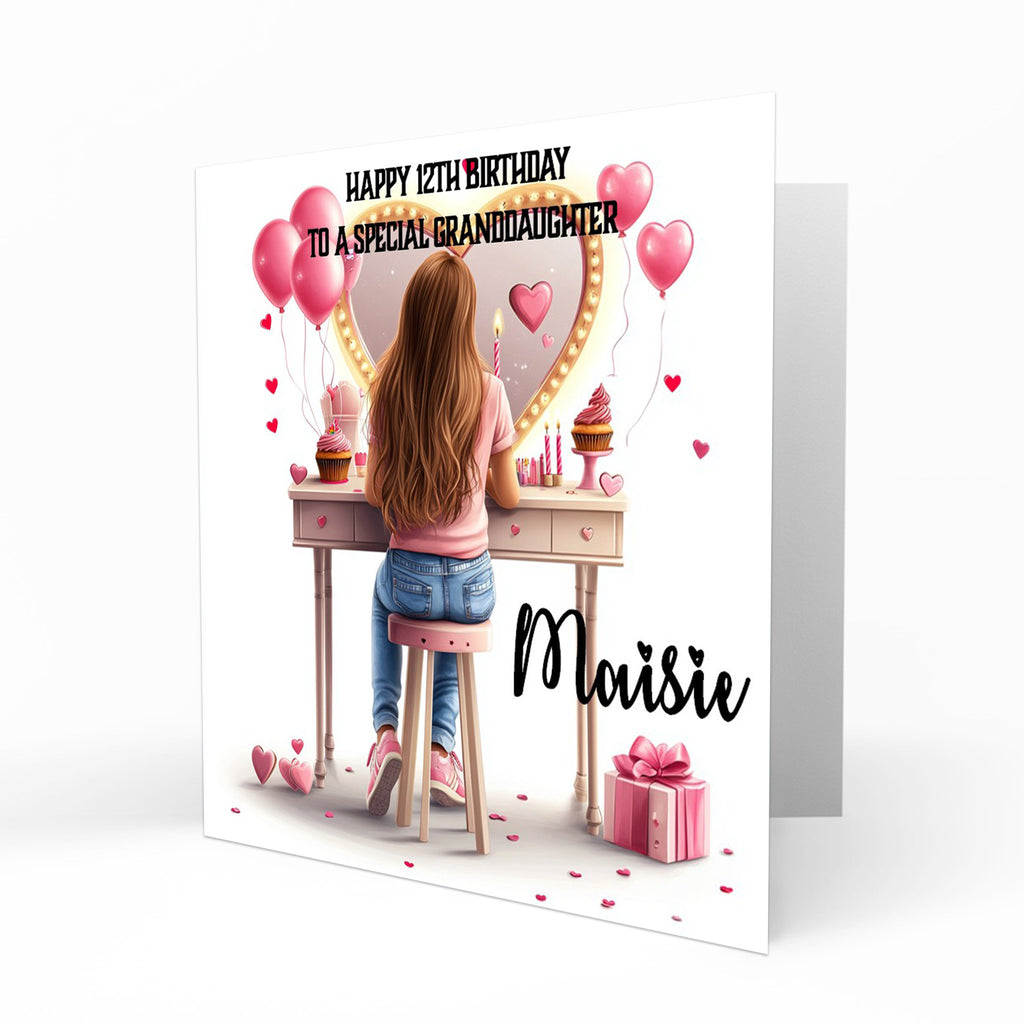Personalised Birthday Card - Girl at a Dressing Table