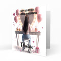 Personalised Birthday Card - Girl at a Dressing Table