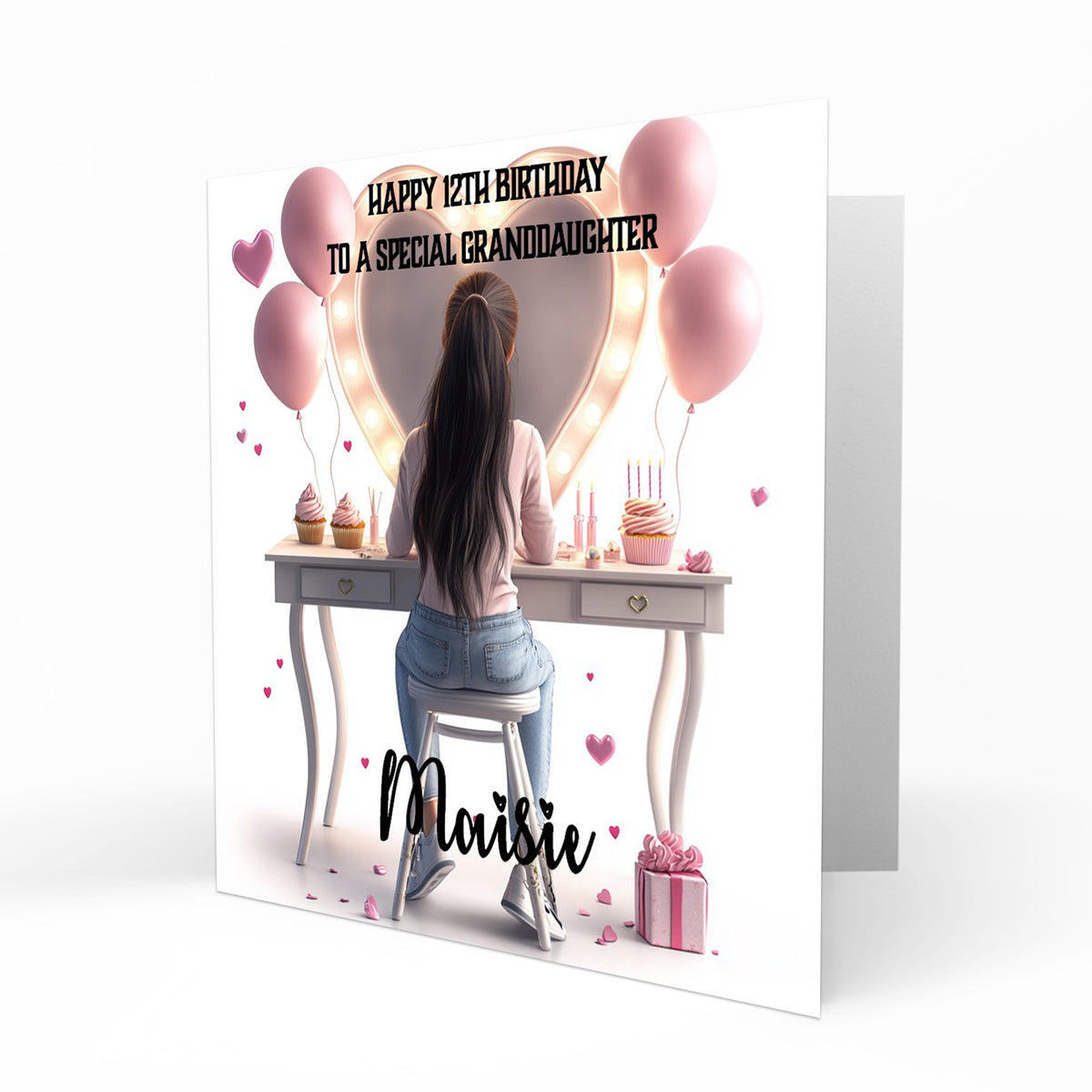 Personalised Birthday Card - Girl at a Dressing Table
