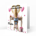 Personalised Birthday Card - Girl at a Dressing Table