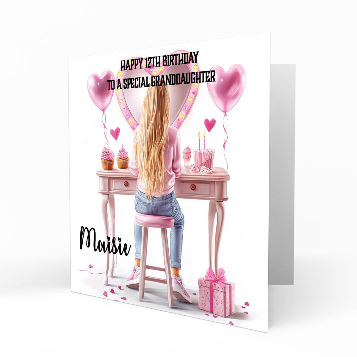 Personalised 9th 10th 11th 12th Birthday Card Girls Granddaughter Niece Daughter Sister Friend Dressing Table Lights