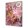 14th Birthday Card Pouting Girl Granddaughter Daughter Niece Large A5 Size