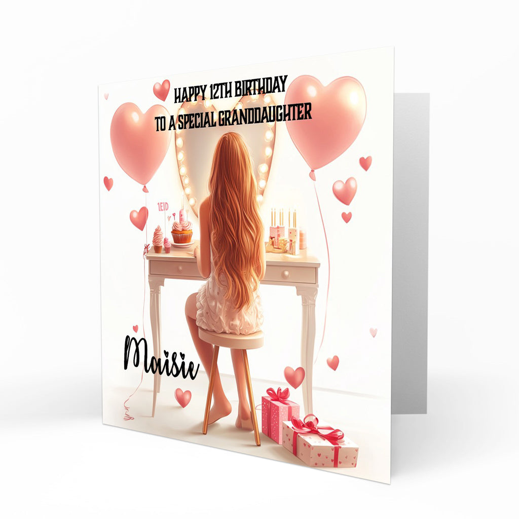 Personalised 9th 10th 11th 12th Birthday Card Girls Granddaughter Niece Daughter Sister Friend Dressing Table Lights