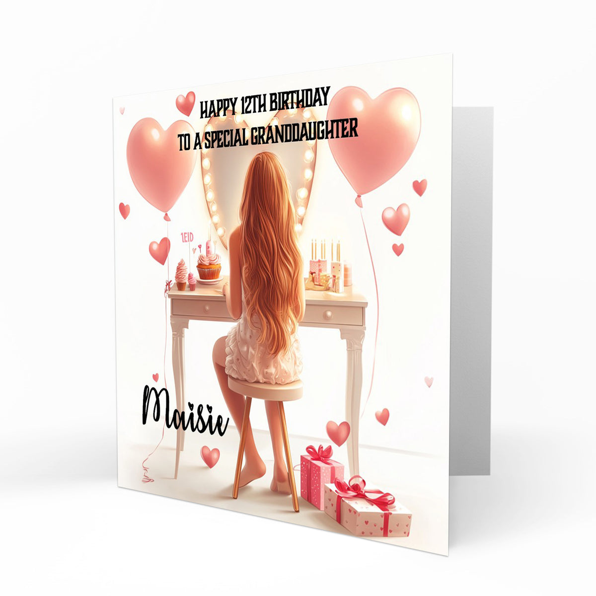 Personalised 9th 10th 11th 12th Birthday Card Girls Granddaughter Niece Daughter Sister Friend Dressing Table Lights
