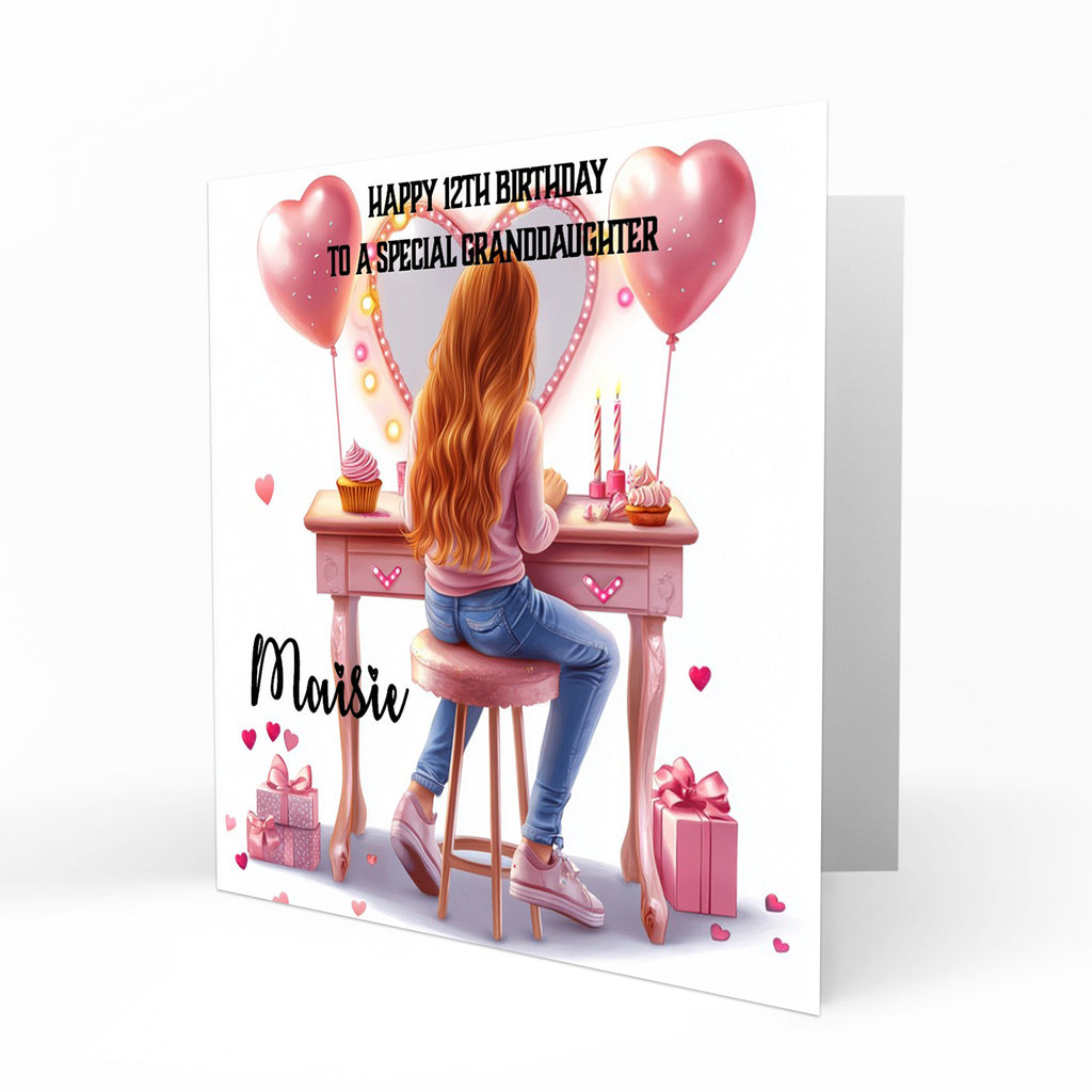 Personalised 9th 10th 11th 12th Birthday Card Girls Granddaughter Niece Daughter Sister Friend Dressing Table Lights