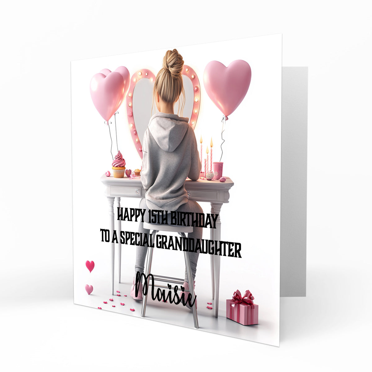 Personalised 9th 10th 11th 12th Birthday Card Girls Granddaughter Niece Daughter Sister Friend Dressing Table Lights