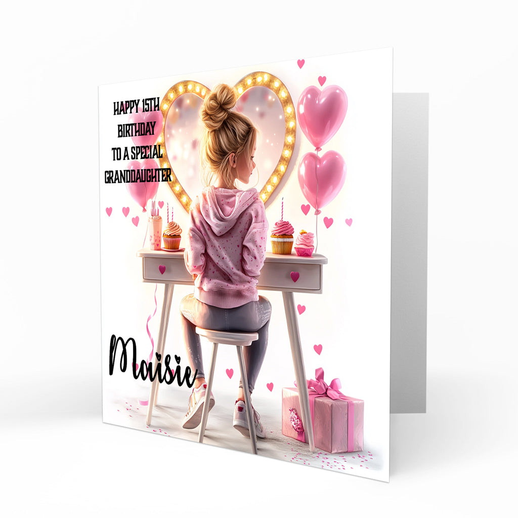 Personalised 9th 10th 11th 12th Birthday Card Girls Granddaughter Niece Daughter Sister Friend Dressing Table Lights