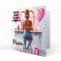 Personalised 13th 14th 15th 16th Birthday Card Girls With Blond Hair, Granddaughter Niece Daughter Sister Friend Dressing Table Lights