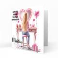 Personalised 13th 14th 15th 16th Birthday Card Girls Blonde Hair Granddaughter Niece Daughter Sister Friend, Dressing Table, Any Age
