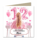 Personalised 12th Birthday Card Girls Granddaughter Niece Daughter Sister Friend Teenager, Dressing Table, Blonde Hair