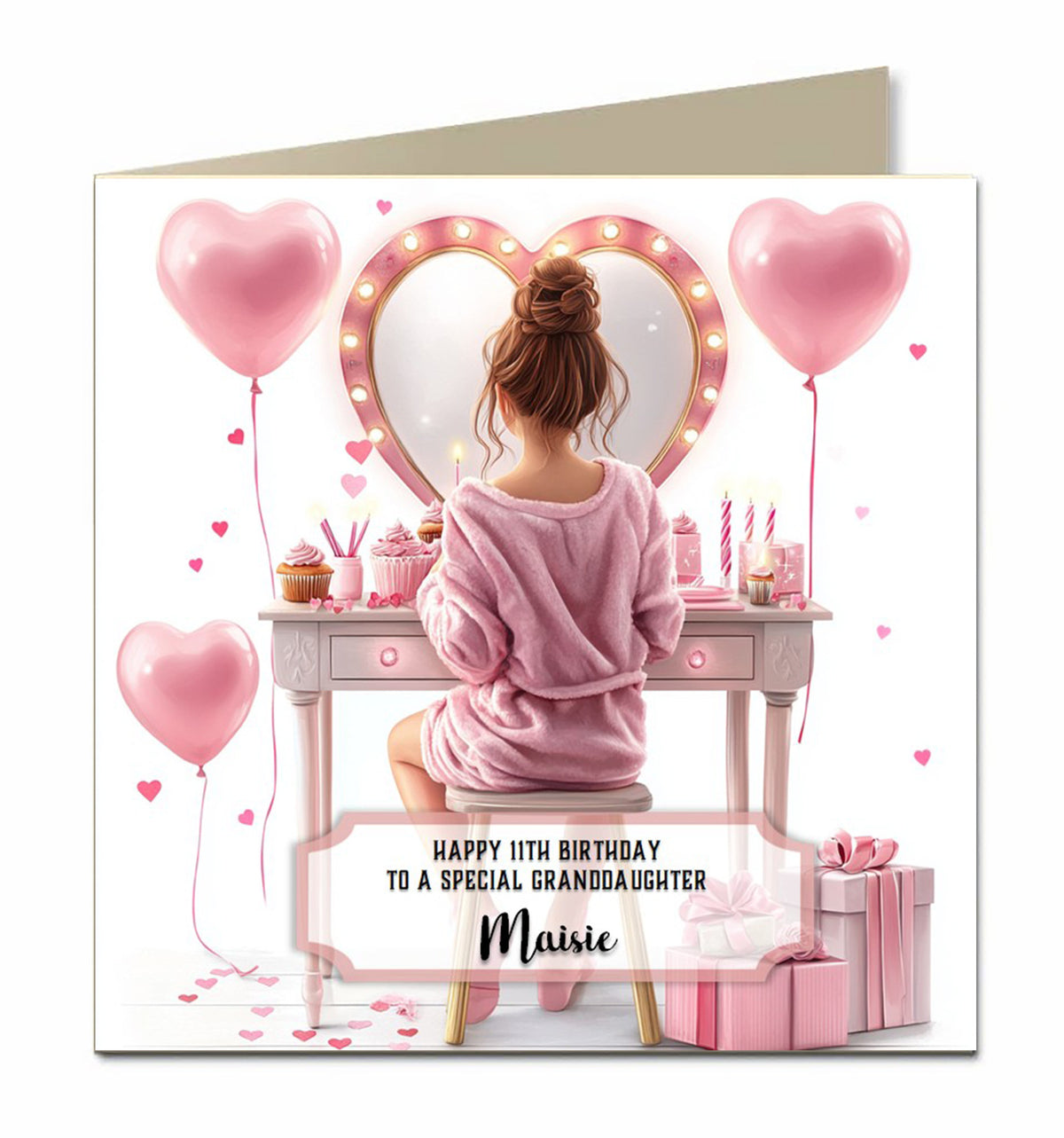 Personalised 3rd Birthday Card for Little Girls, Granddaughter, Niece, Sister, Daughter, Goddaughter Unicorn, Two Today, Any Name, Any Relation,