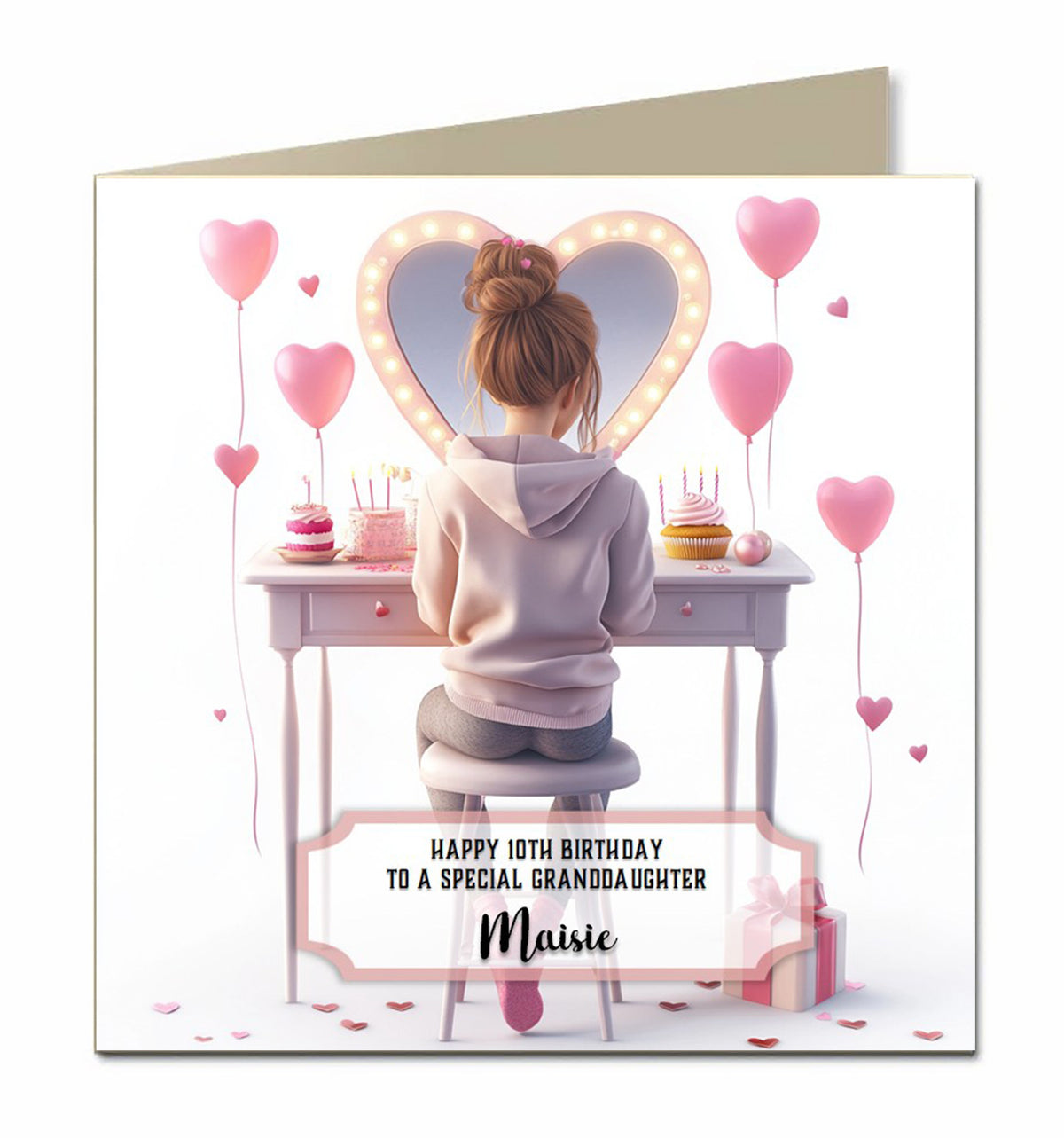 Personalised 4th Birthday Card for Little Girls, Granddaughter, Niece, Sister, Daughter, Goddaughter Unicorn, Two Today, Any Name, Any Relation,