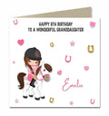 Birthday Card for Little Girls, Granddaughter, Niece, Daughter, Sister, Horse Riding, Personalised Any name, Any Age, Any Relation