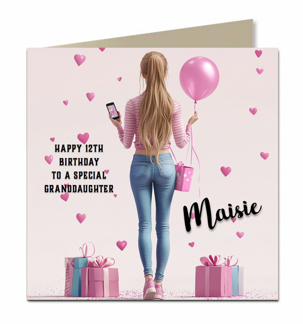 Personalised Birthday Card for Granddaughter Niece Daughter Sister Friend, Teenager, Blonde Hair, 13th, 14th, 15th, 16th 17th 18th