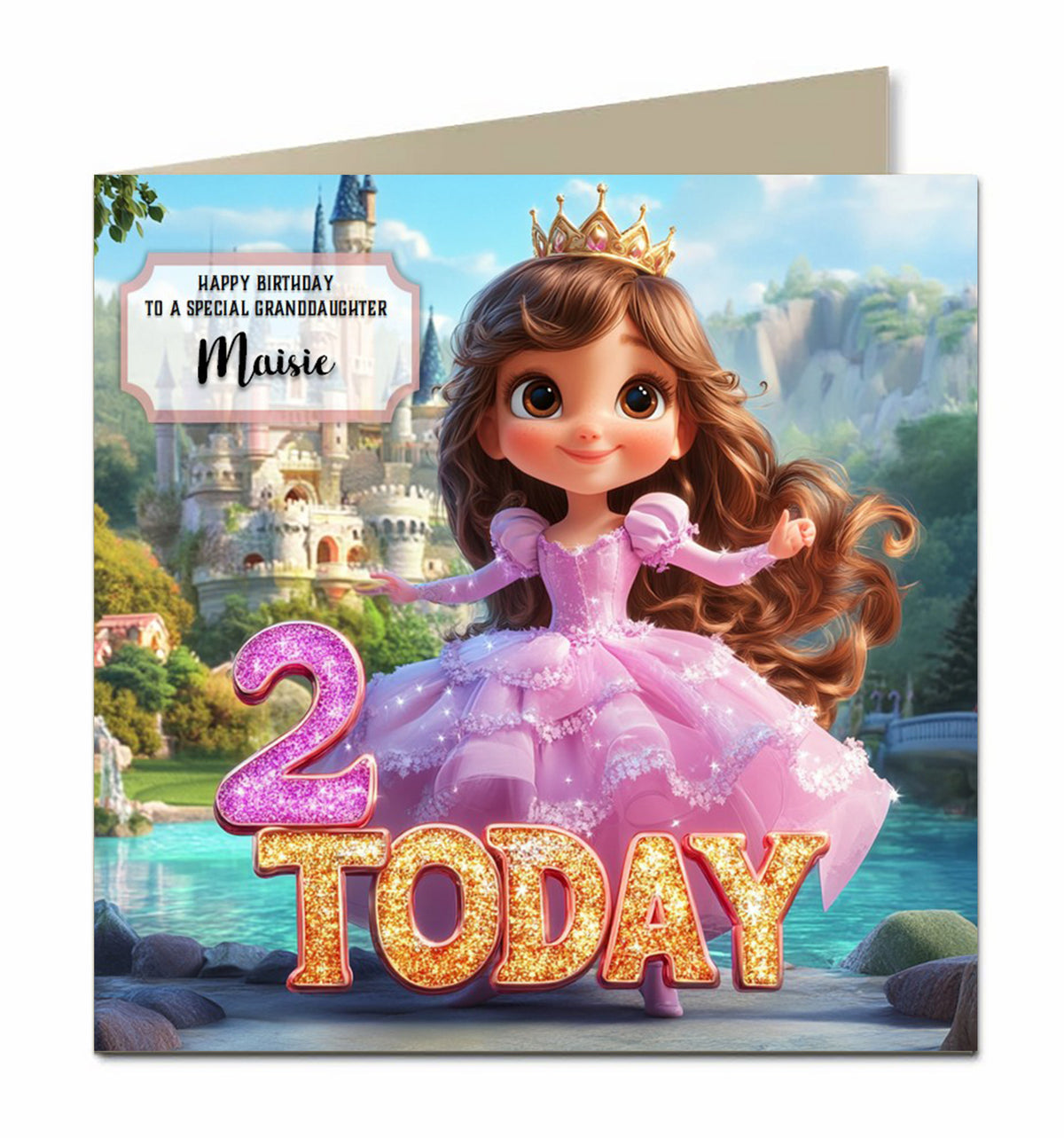 2nd Birthday Card for Granddaughter, Niece, Daughter, Sister, Princess, Personalised Any name, Any Age, Any Relation
