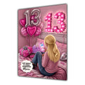 13th Birthday Card Texting Girl Granddaughter Daughter Niece Large A5 Size