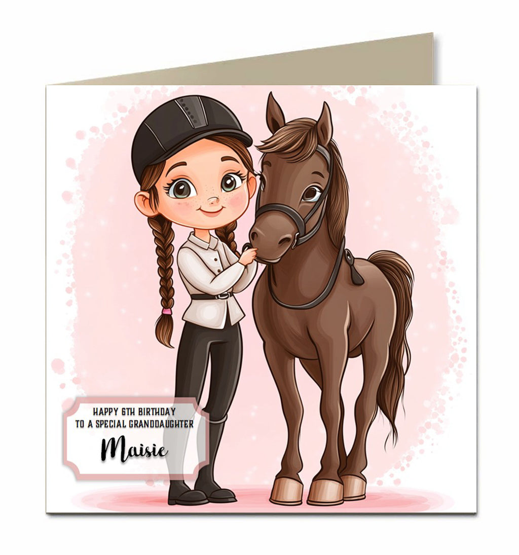 Personalised Birthday Card for Granddaughter Niece Daughter Sister Friend, Horse Riding