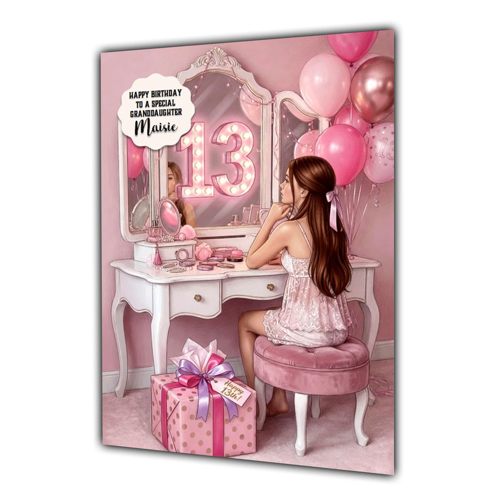 13th Birthday Card Beauty Girl Granddaughter Daughter Niece Large A5 Size