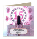 15th Birthday Card for Granddaughter, Niece, Daughter, Sister Friend Dressing Table, Brown Hair