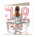 19th Birthday Card Girls, Granddaughter, Daughter, Brown hair Personalised