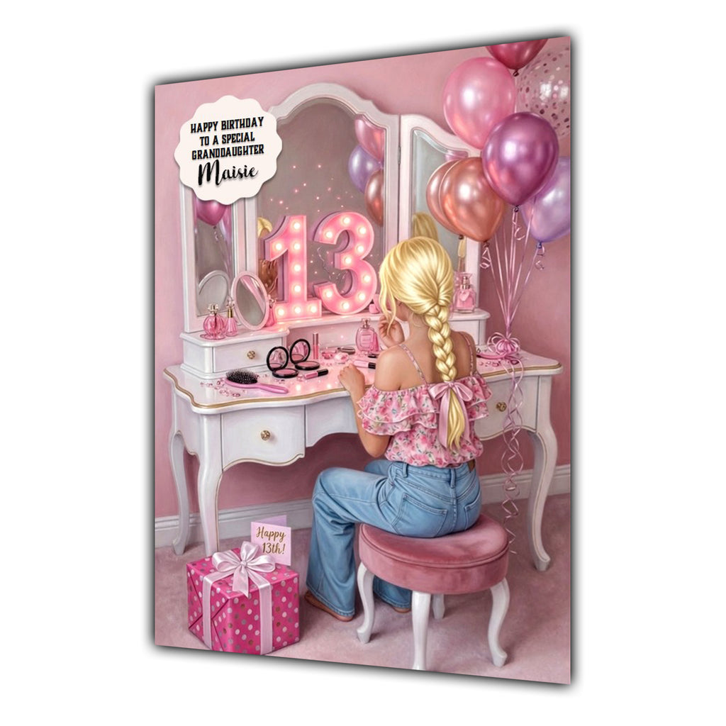 13th Birthday Card Beauty Girl Granddaughter Daughter Niece Large A5 Size