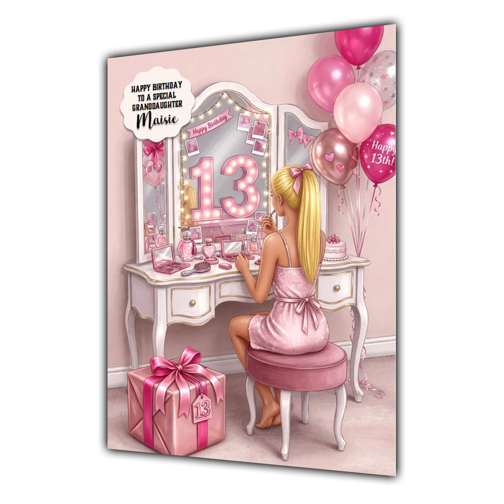 13th Birthday Card Lip Gloss Girl Granddaughter Daughter Large A5 Size