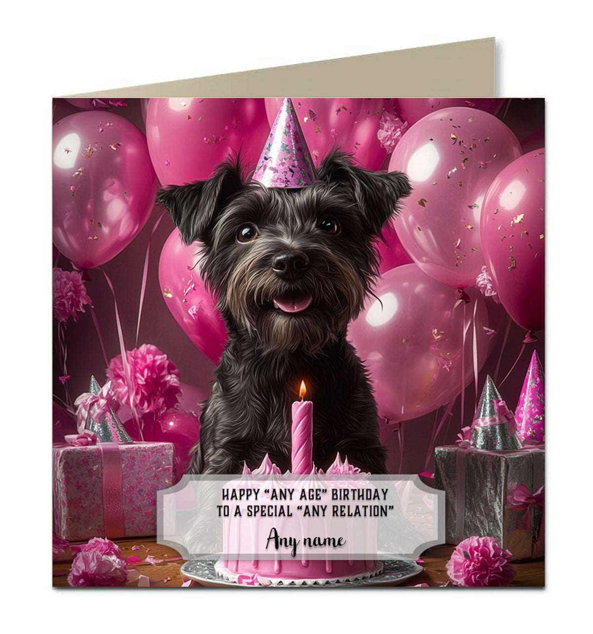 Personalised Birthday Card For Girls or Women or Dogs Patterdale Terrier