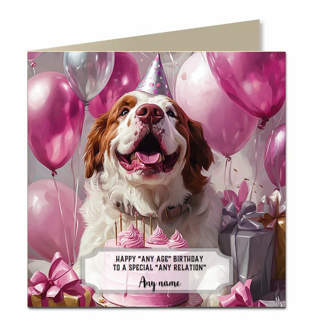 Personalised Birthday Card For Girls or Women or Dogs St. Bernard