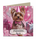 Personalised Birthday Card For Girls or Women or Dogs Yorkshire Terrier