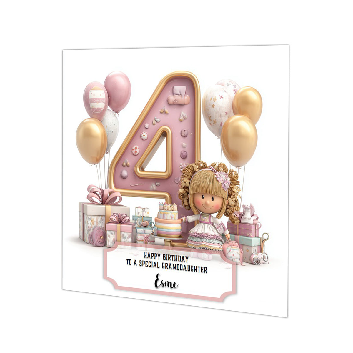 4th Birthday Card For Little Girls Personalised