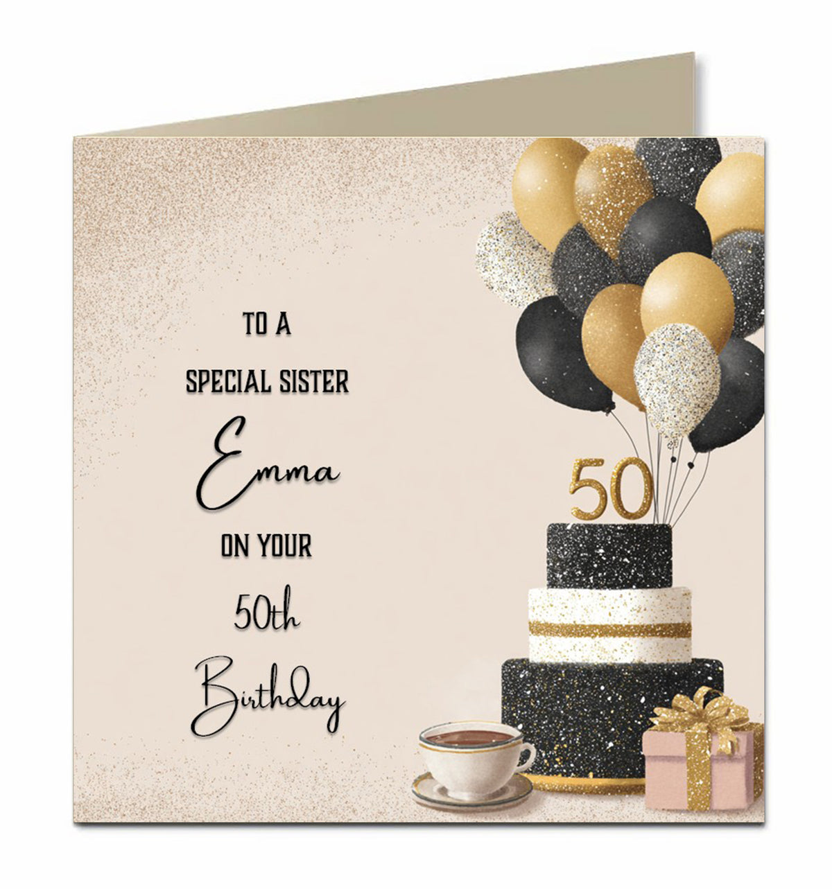 50th Birthday Card For Girls, Women, Afternoon Tea, Personalised
