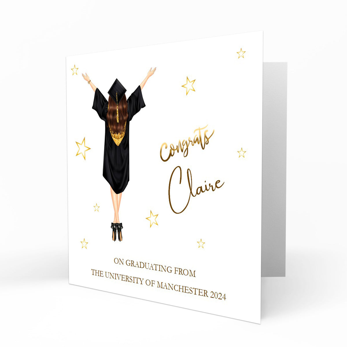 Personalised Graduation Day Card, Congratulations To Daughter, Niece, Sister, Granddaughter Brown Hair