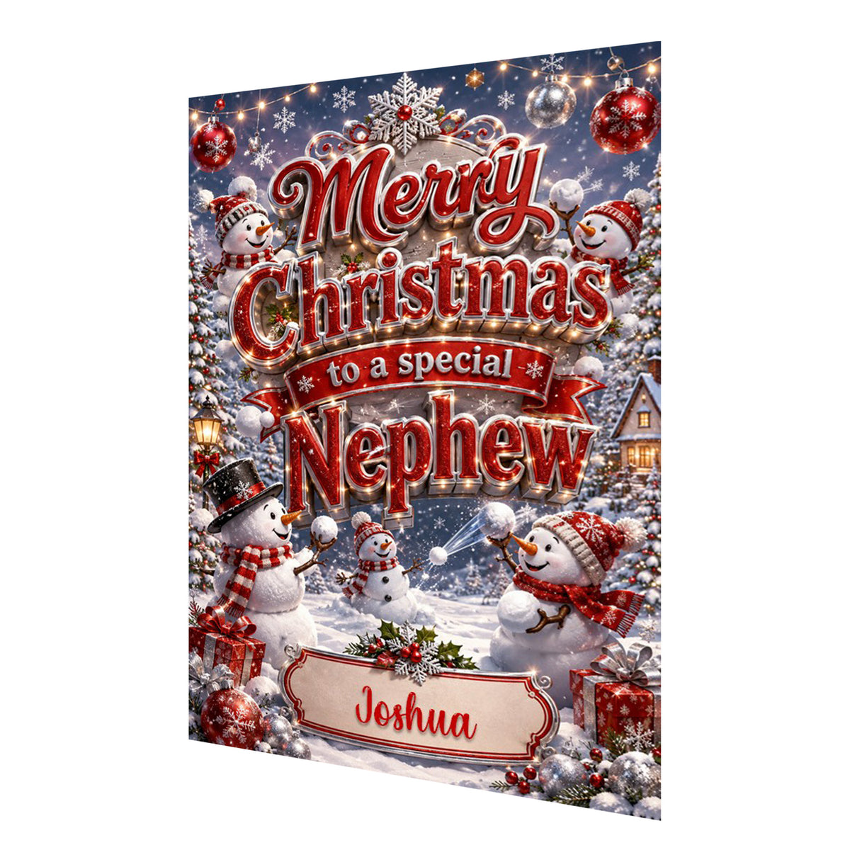 Personalised Christmas Card - Red Snowmen
