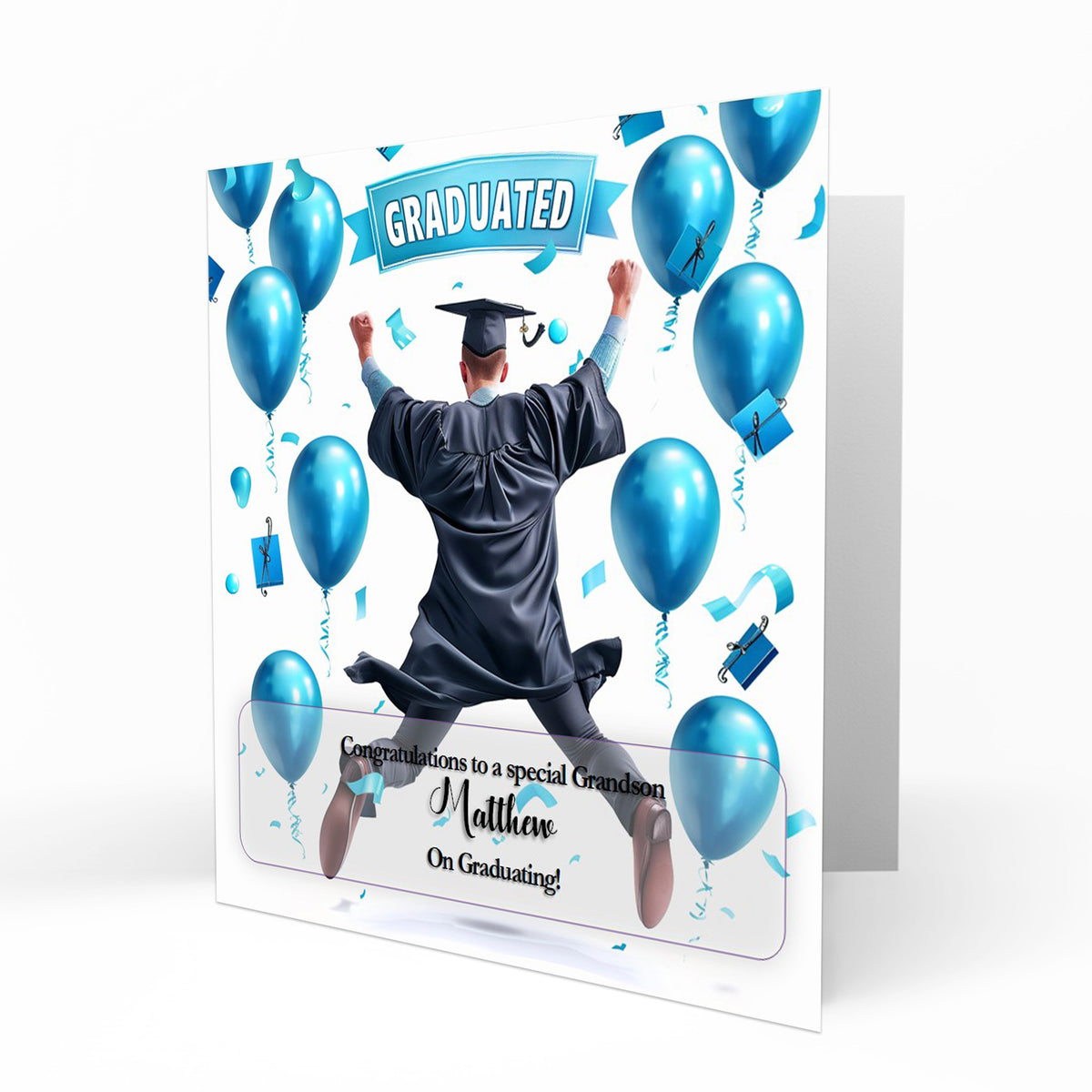 Personalised Graduation Day Card, Congratulations To Son, Nephew, Grandson