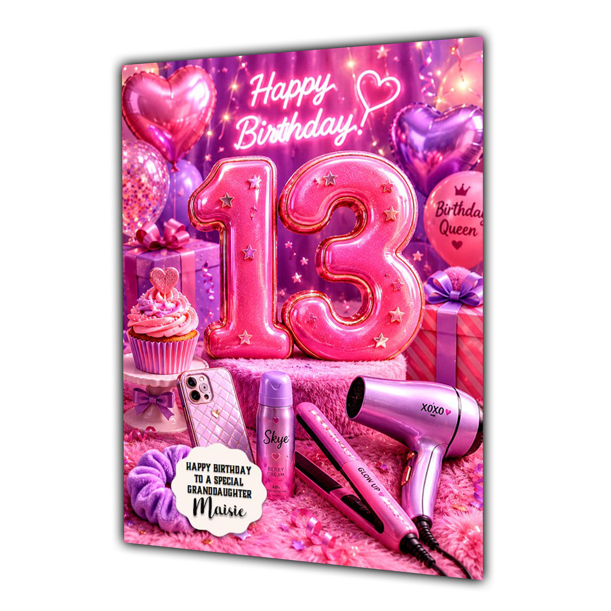 13th Birthday Card For Girls, Daughter, Granddaughter, Niece, Beauty Girl, Teenager,