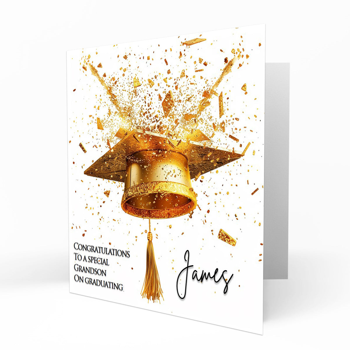 Personalised Graduation Day Card, Congratulations To Son, Nephew, Grandson, Granddaughter, Niece, Sister, Daughter Gold Cap