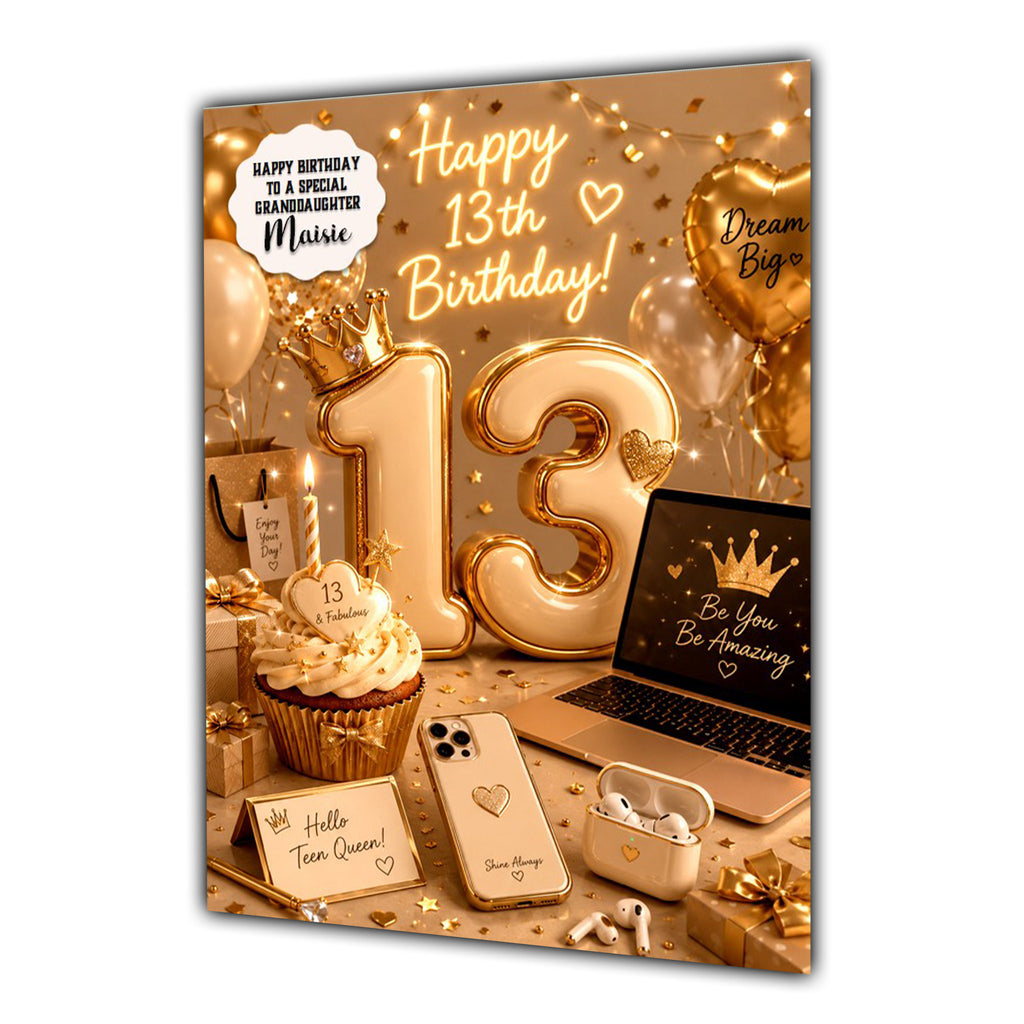 13th Birthday Card Tech Mobile Girl Granddaughter Daughter Large A5 Size