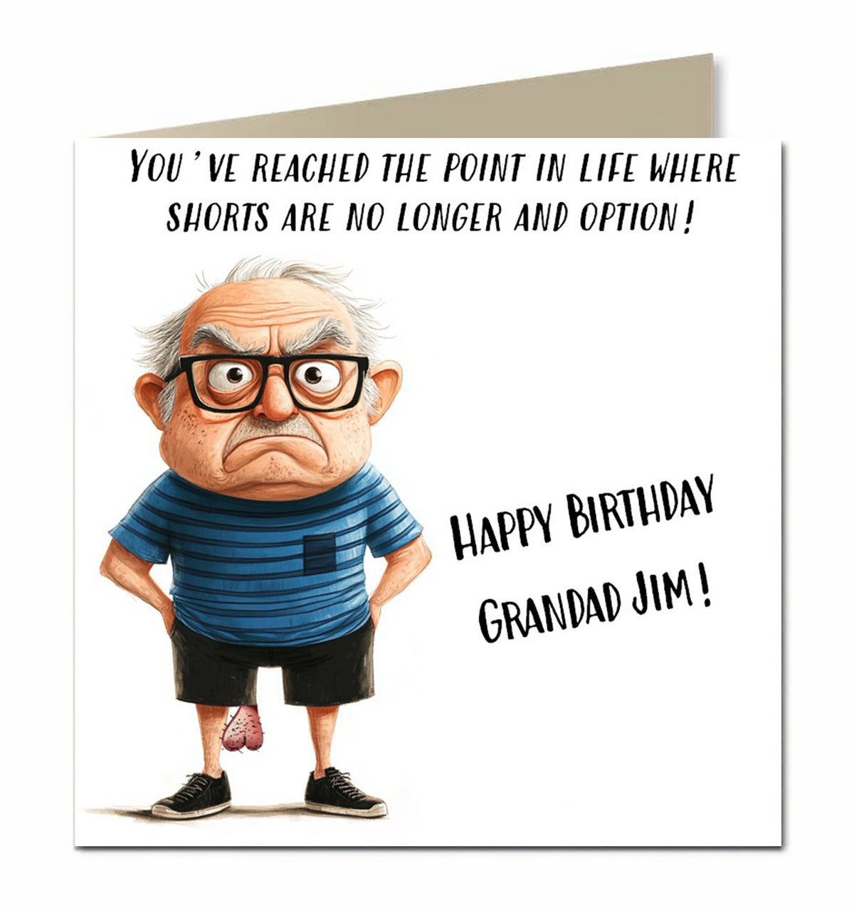 Personalised Birthday Card - Funny Man in Shorts
