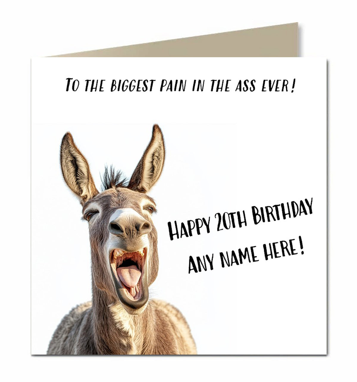Personalised 20th Birthday Card - Funny Donkey