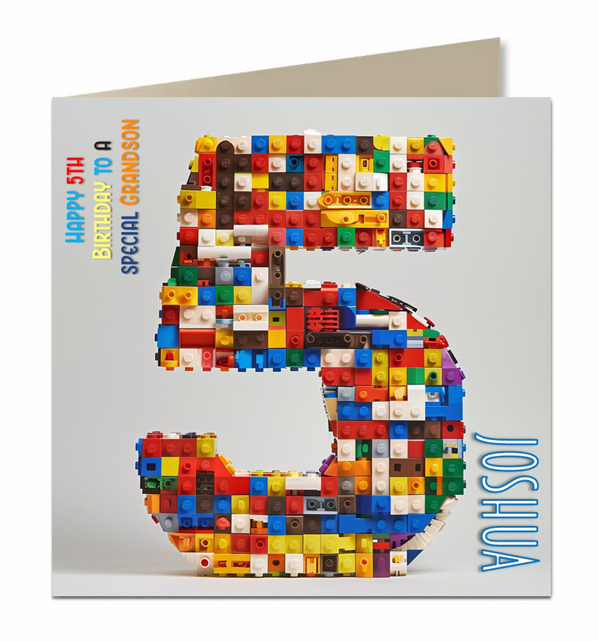 Personalised 5th Birthday Card - Building Block Number