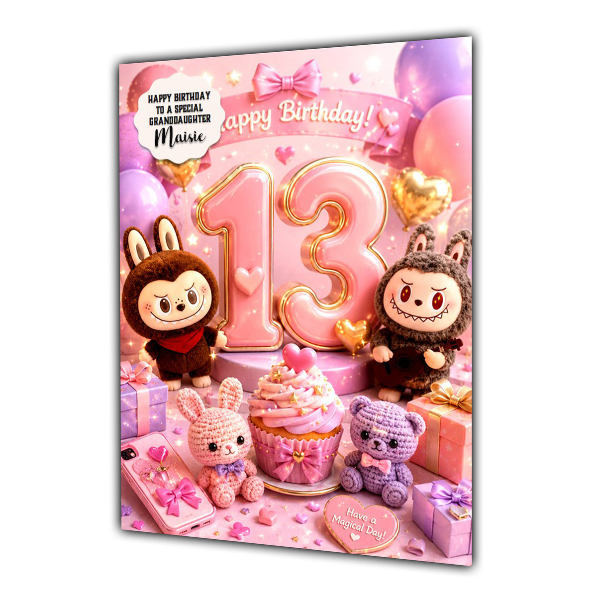 13th Birthday Card  Girl Granddaughter Daughter Niece Large A5 Size