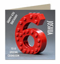 Personalised 6th Birthday Card - Building Brick Birthday Number