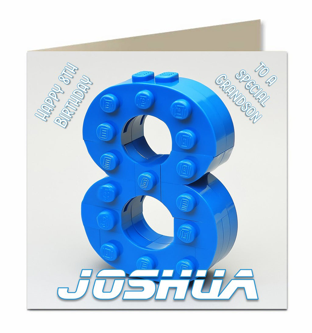 Personalised 8th Birthday Card - Building Block Number