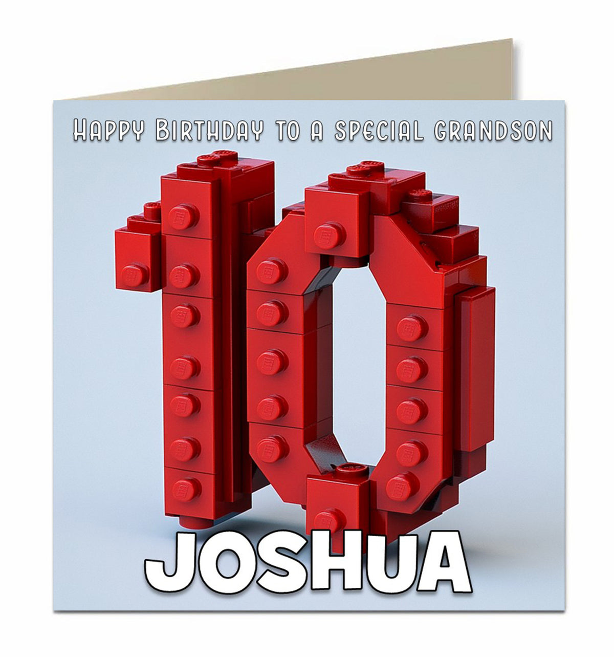 Personalised 10th Birthday Card - Building Brick Birthday Number