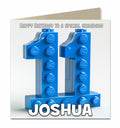 Personalised 11th Birthday Card - Building Brick Birthday Number