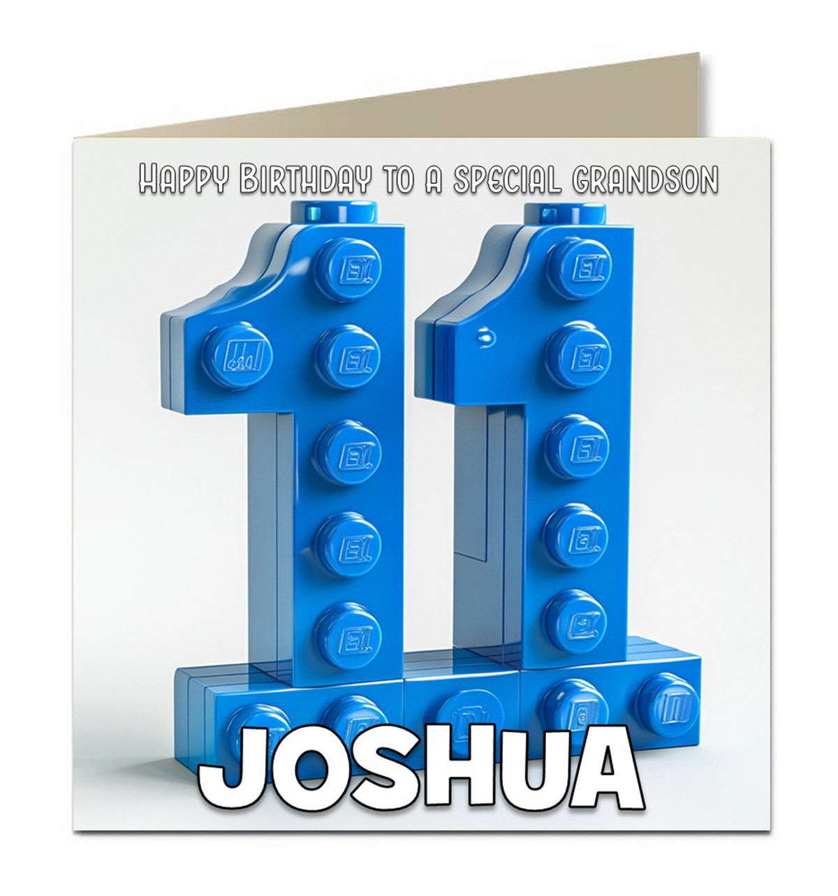 Personalised 11th Birthday Card - Building Brick Birthday Number