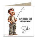 Personalised 48th Birthday Card - Funny Fisherman